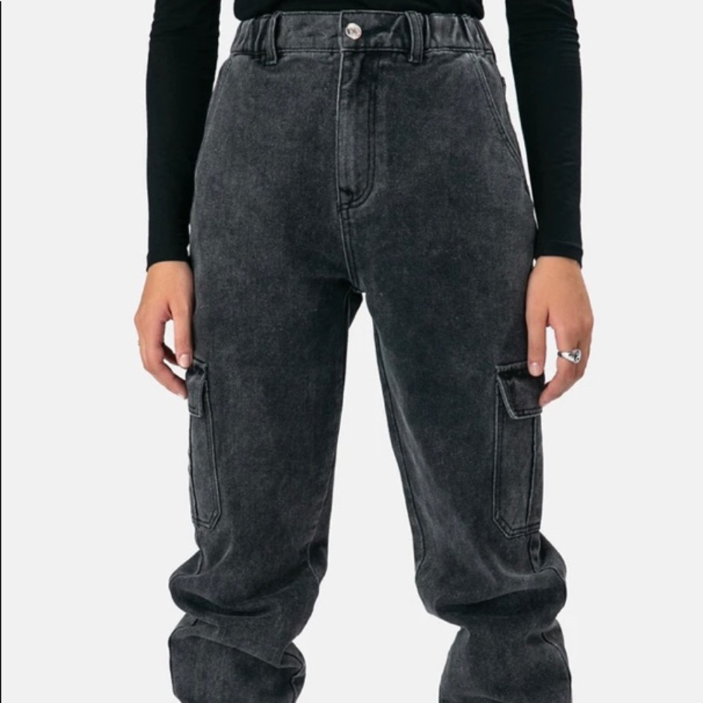 Black wash cargo pants